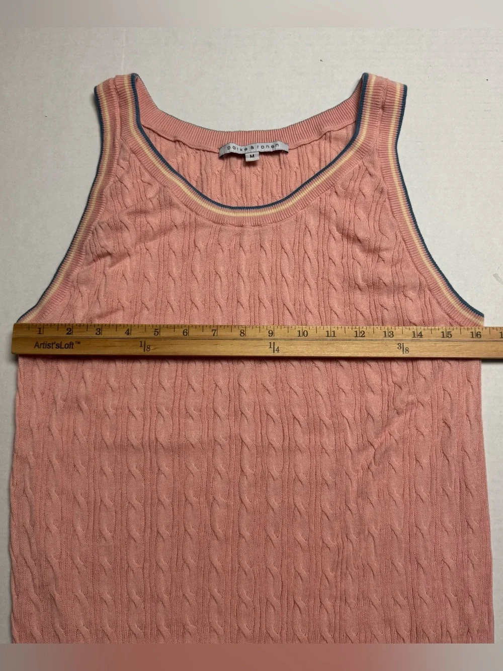 Parke & Ronen Lightweight Stretch Cable Knit Fitted Vest In Pink Size: M